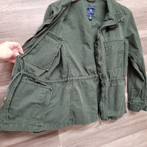 Gap Utility Cargo Military Jacket Olive Green Full Zip Lightweight Womens XS - Picture 6 of 16
